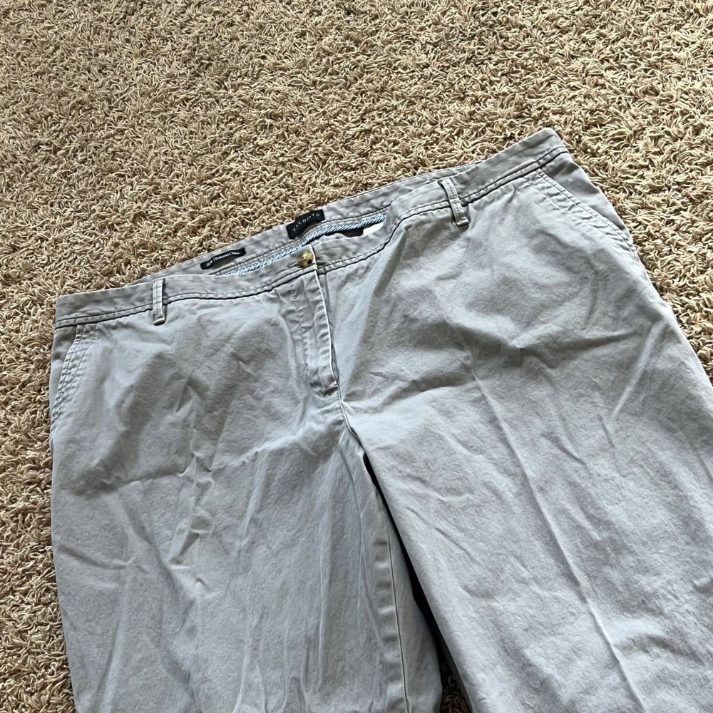 Talbots Relaxed Chino Pants Grey Plus Size 20W Straight Leg Cotton Trousers
